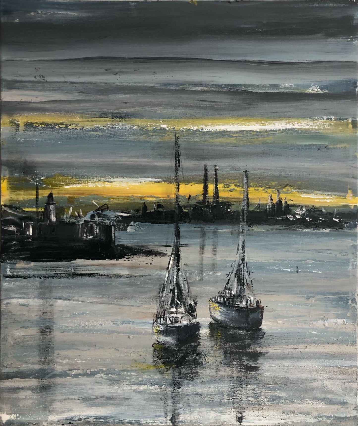 Dunlaoghaire pier acrylic on canvas